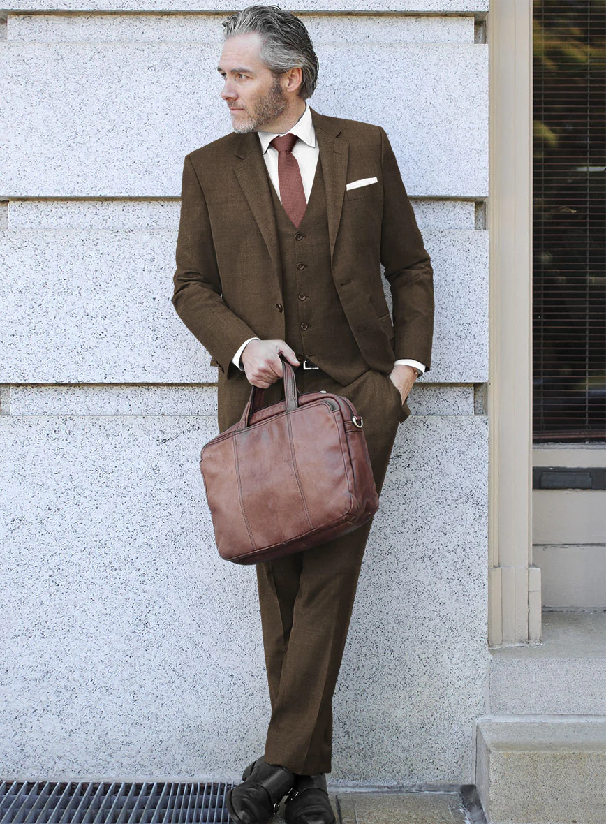 Marco Stretch Brown Wool Suit - Image 2