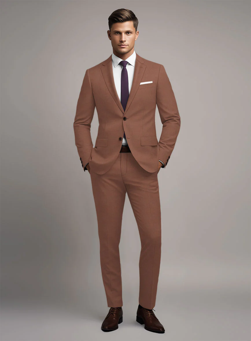 Marco Stretch Chestnut Wool Suit - Image 2