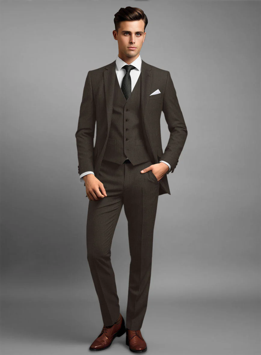 Marco Stretch Coffee Brown Wool Suit - Image 2