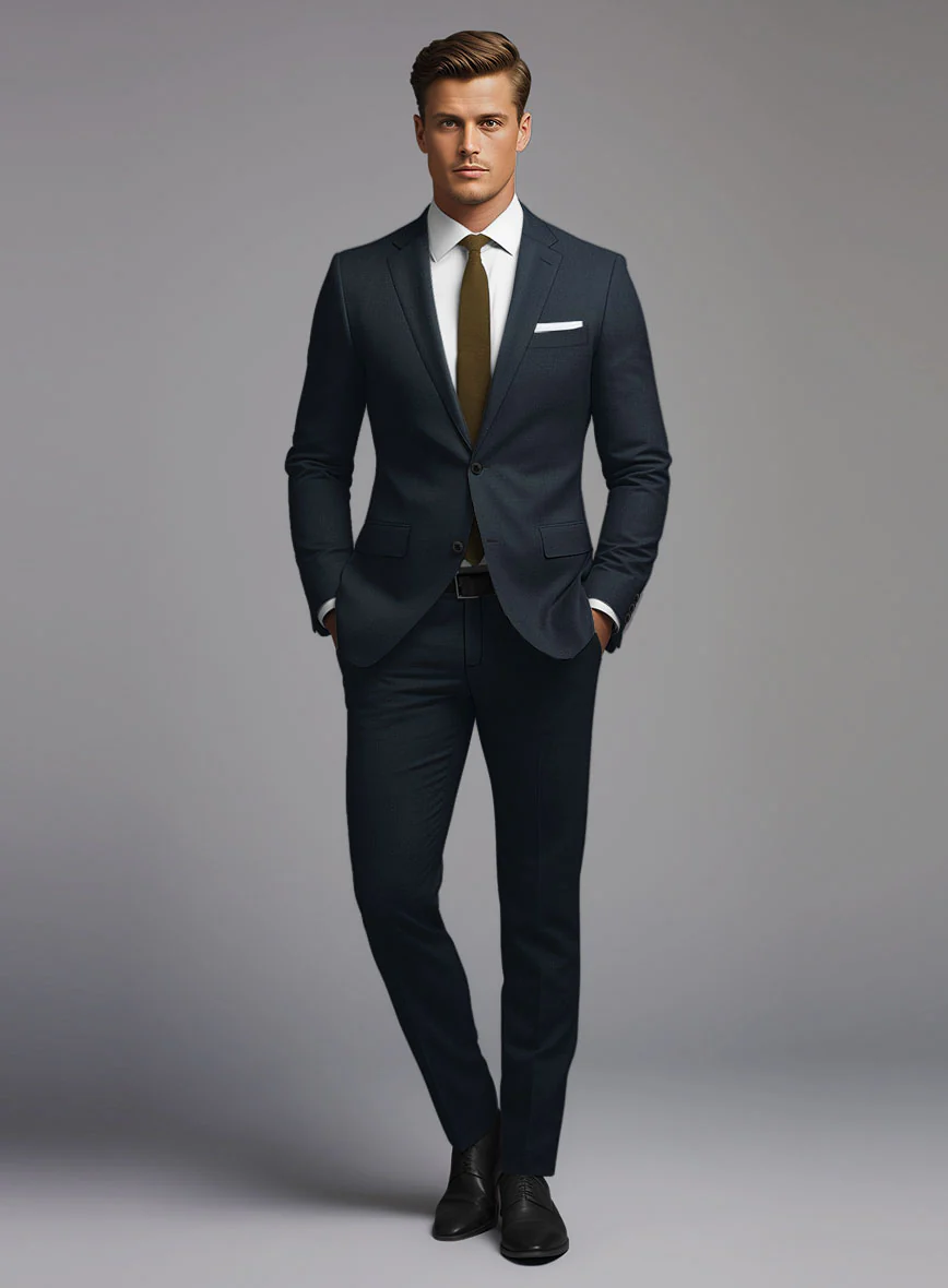 Marco Stretch Dark Blue Wool Suit - Image 2
