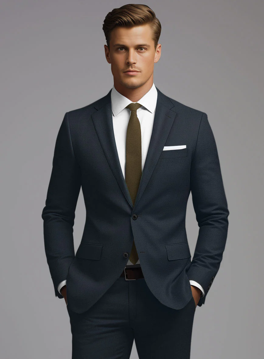 Marco Stretch Dark Blue Wool Suit - Image 4