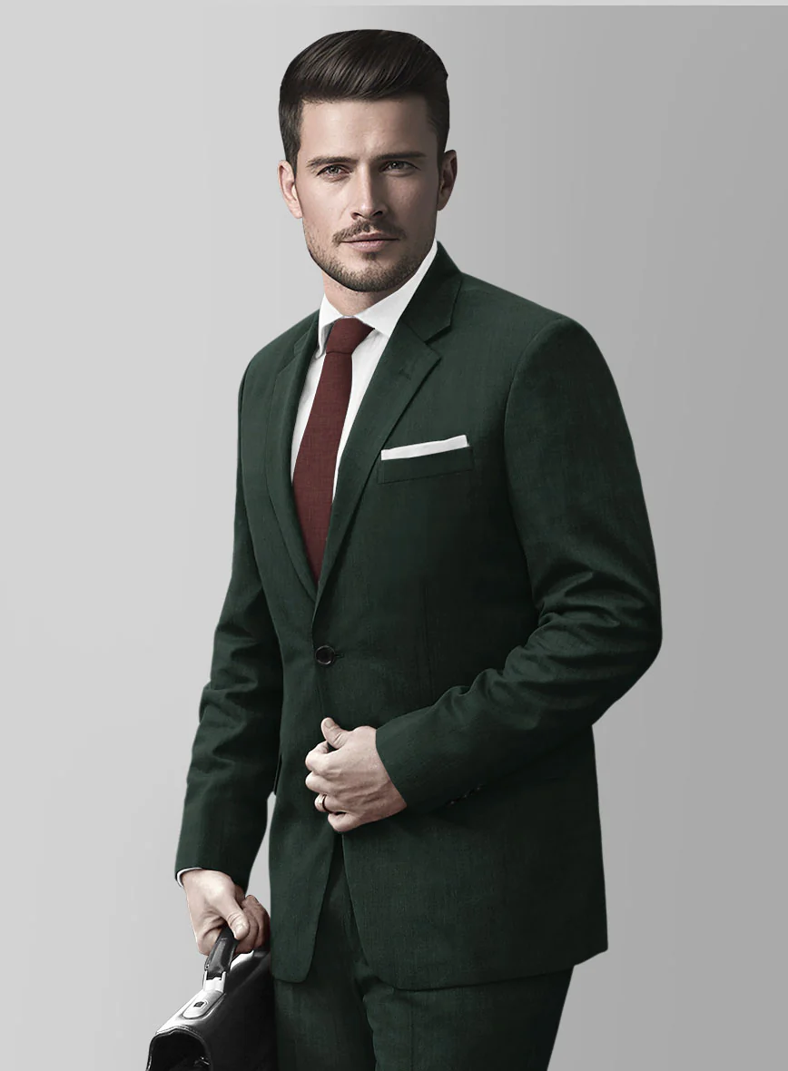 Marco Stretch Dark Green Wool Suit - Image 4