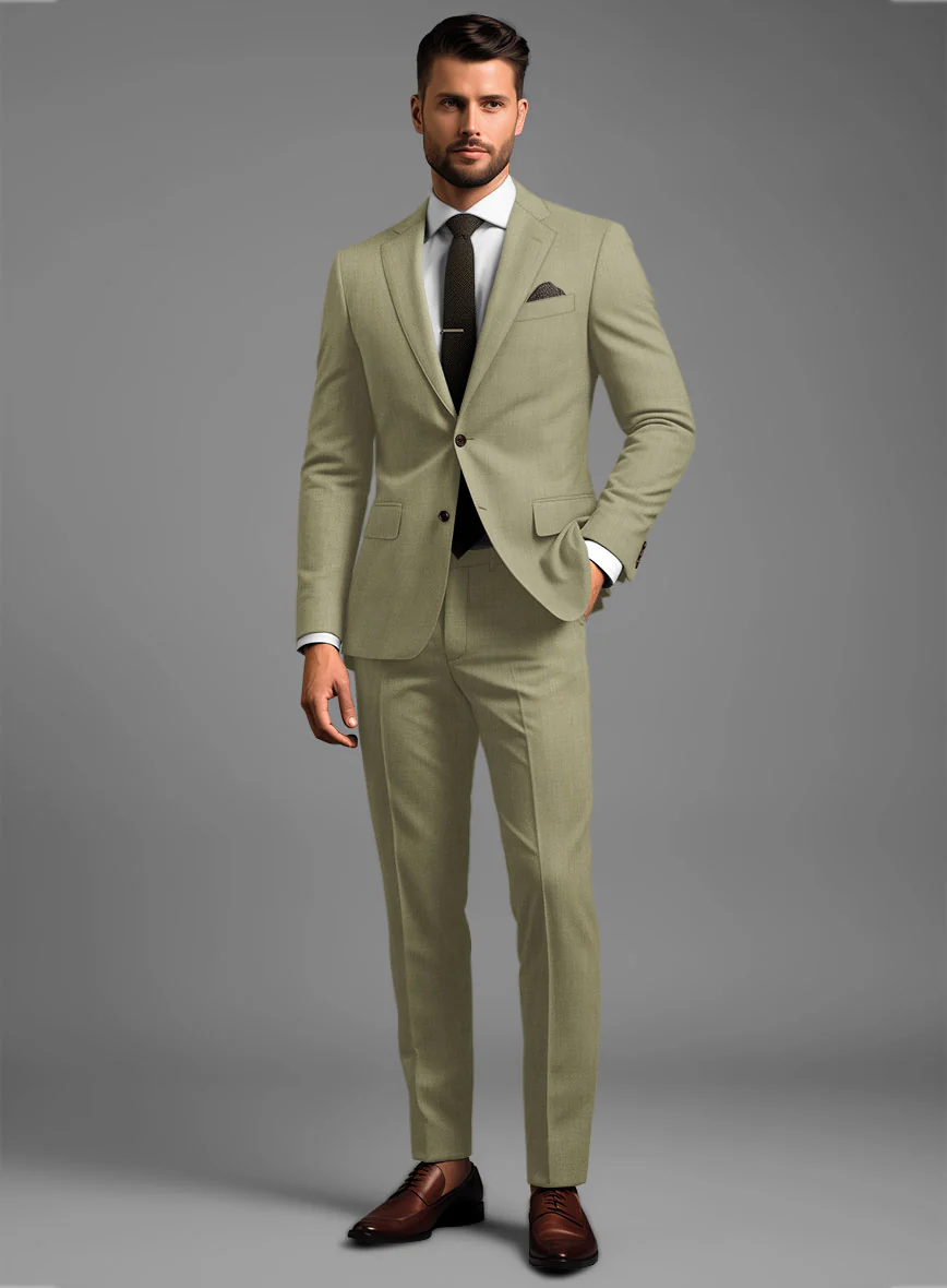 Marco Stretch Dark Khaki Wool Suit - Image 2