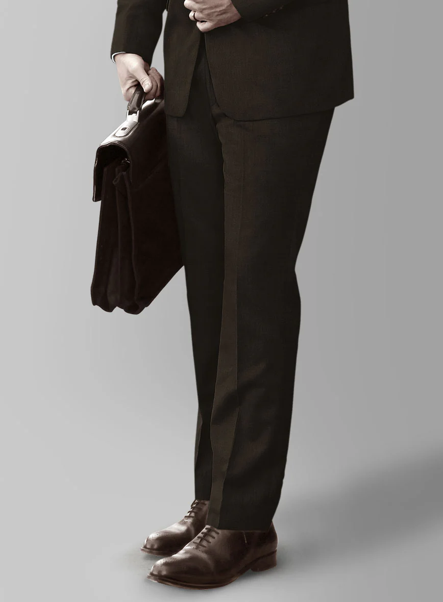 Marco Stretch Deep Brown Wool Pants - Image 2