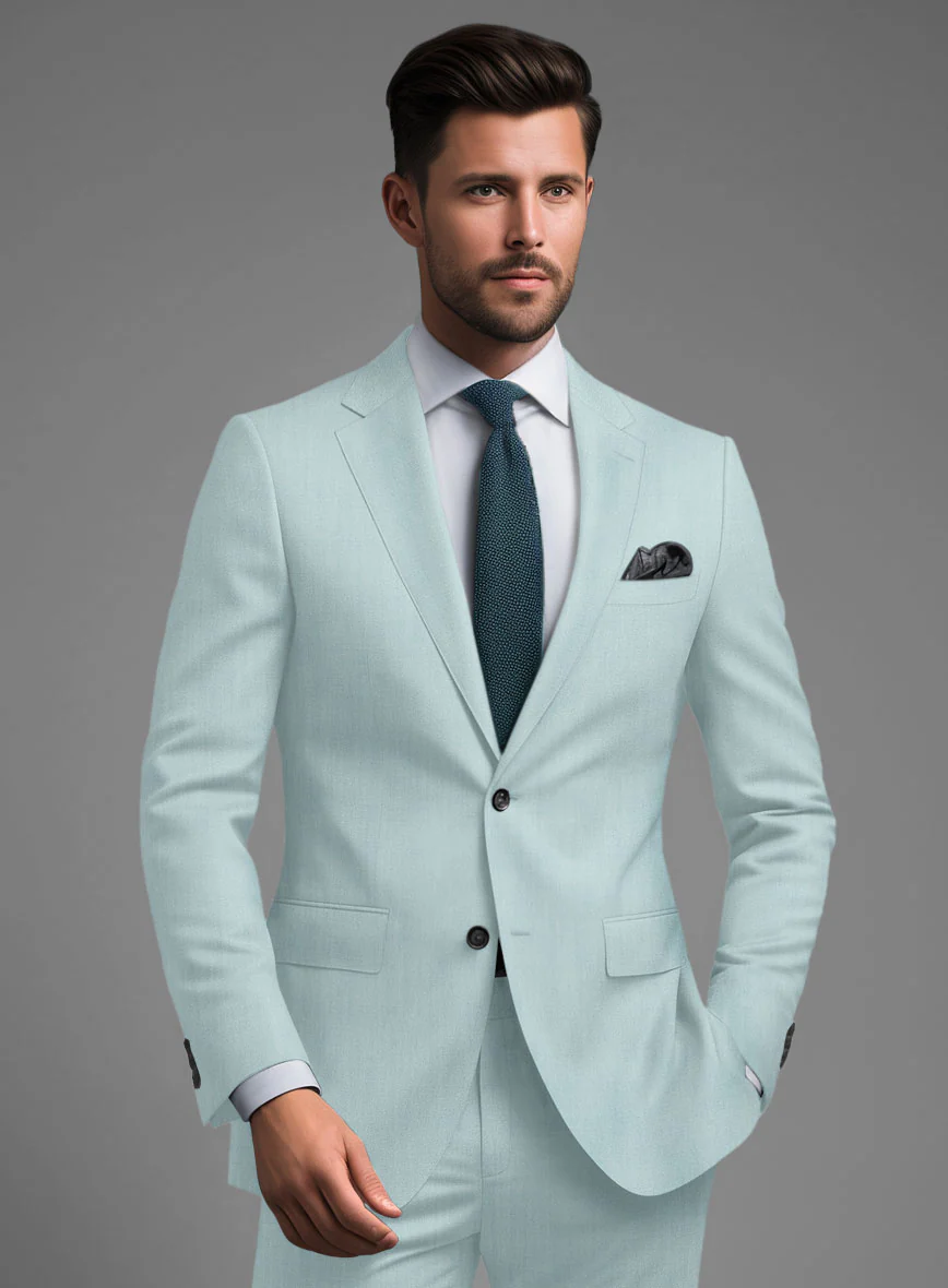 Marco Stretch Light Blue Wool Suit - Image 4