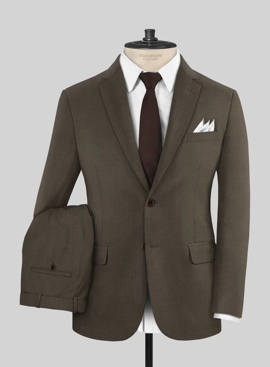 Marco Stretch Mud Brown Wool Suit