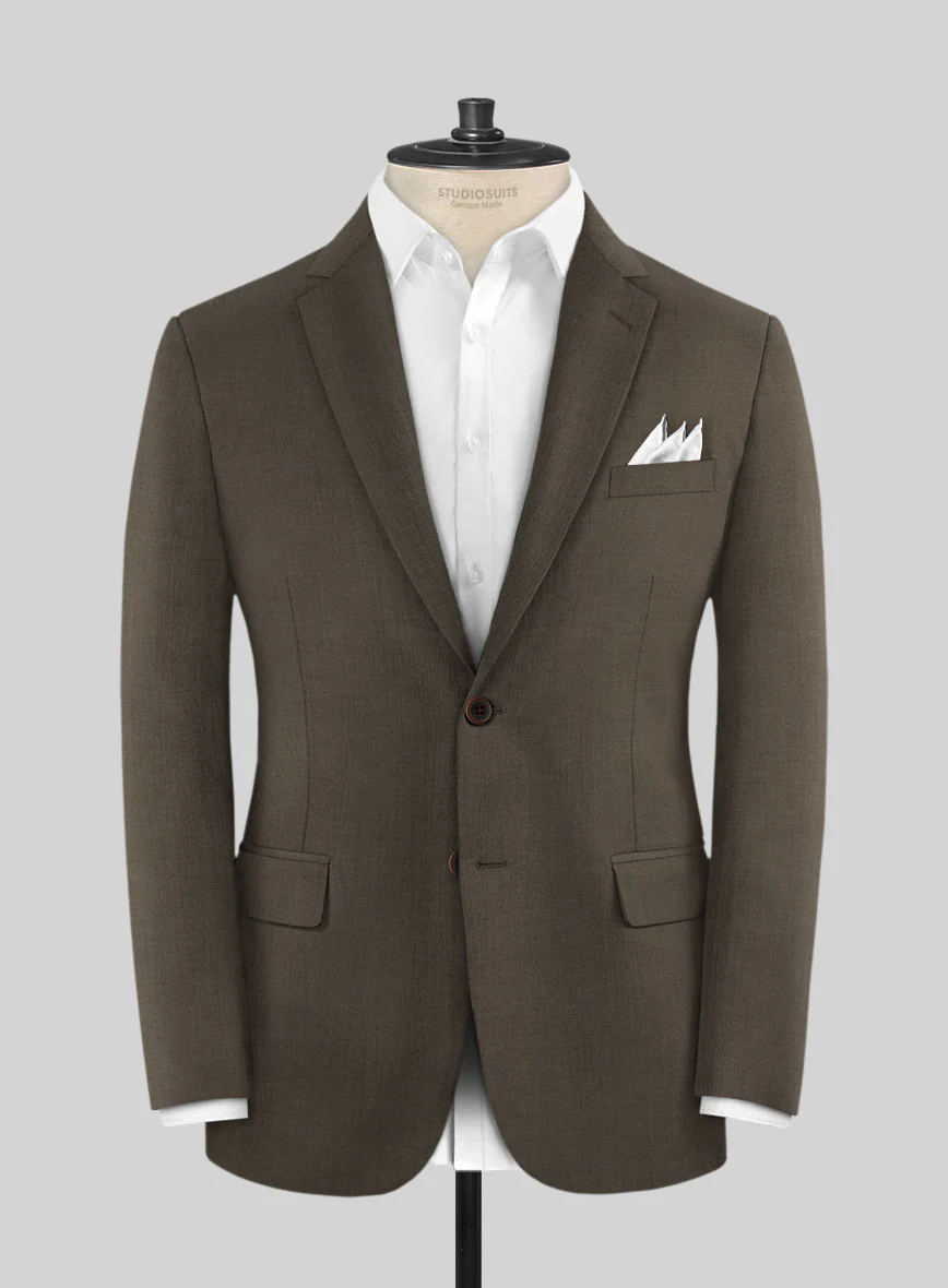 Marco Stretch Mud Brown Wool Suit - Image 3