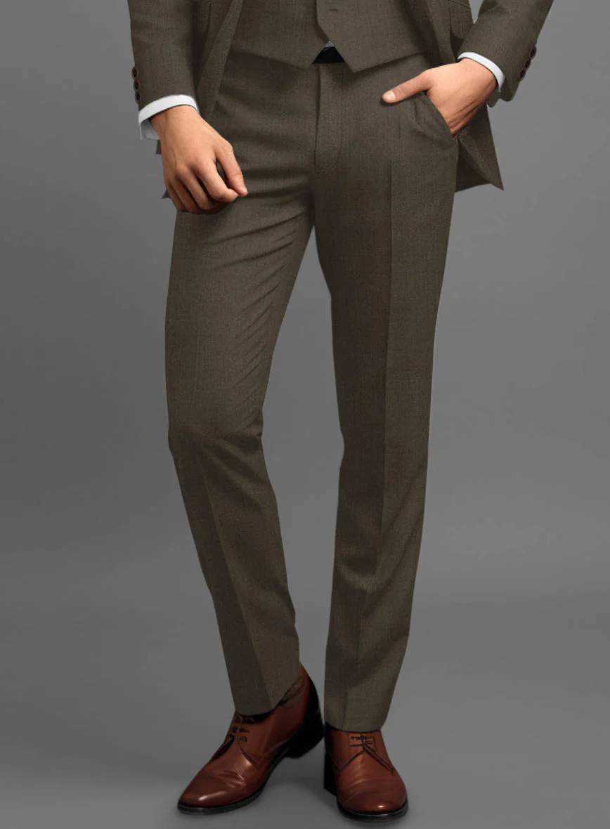 Marco Stretch Mud Brown Wool Suit - Image 5