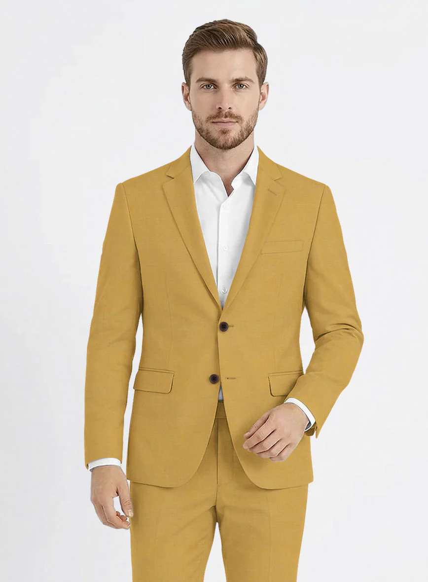 Marco Stretch Mustard Wool Suit - Image 4