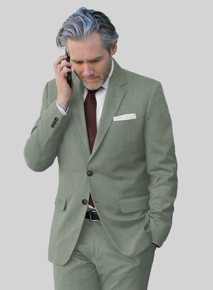 Marco Stretch Oak Green Wool Jacket - Image 2