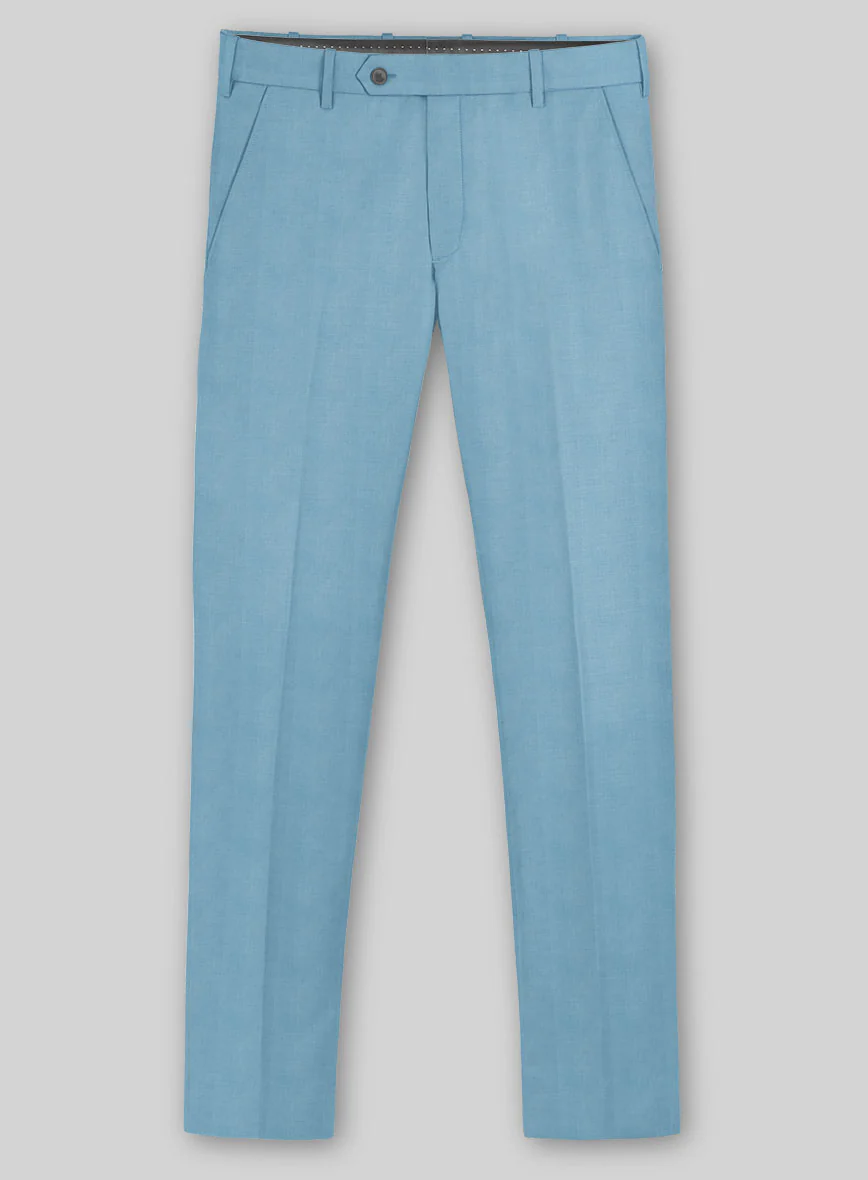 Marco Stretch Pastel Blue Wool Pants - Image 2