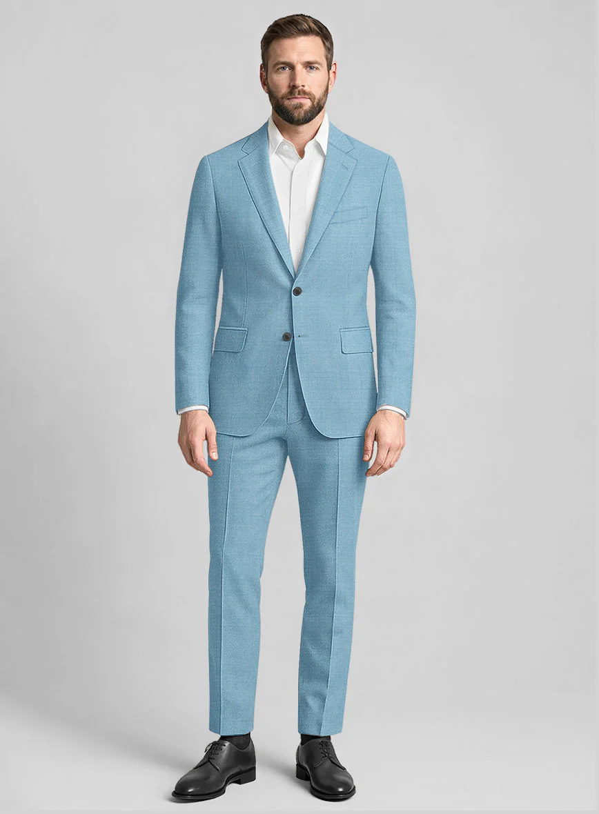 Marco Stretch Pastel Blue Wool Suit