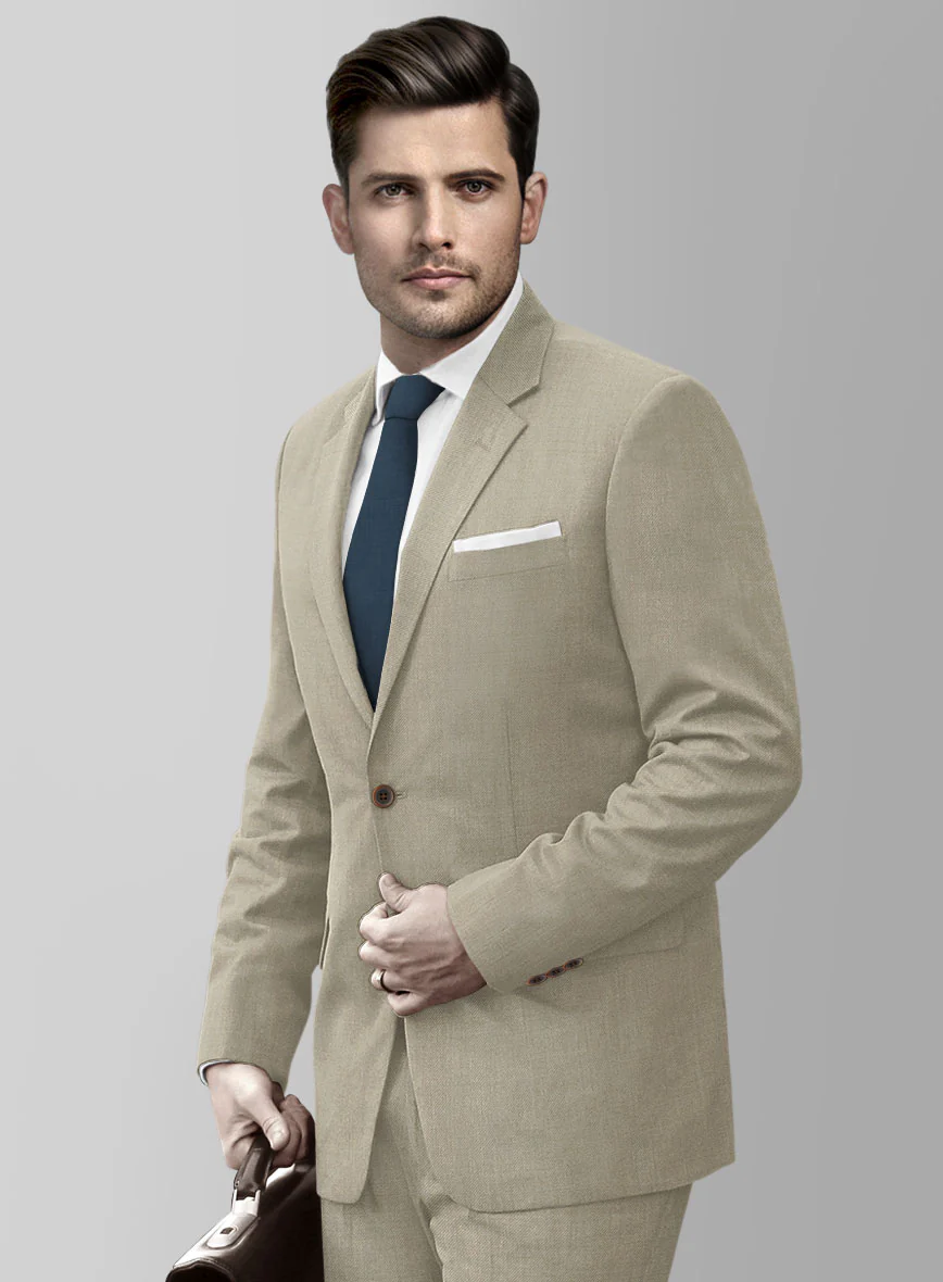 Marco Stretch Royal Beige Wool Jacket - Image 2