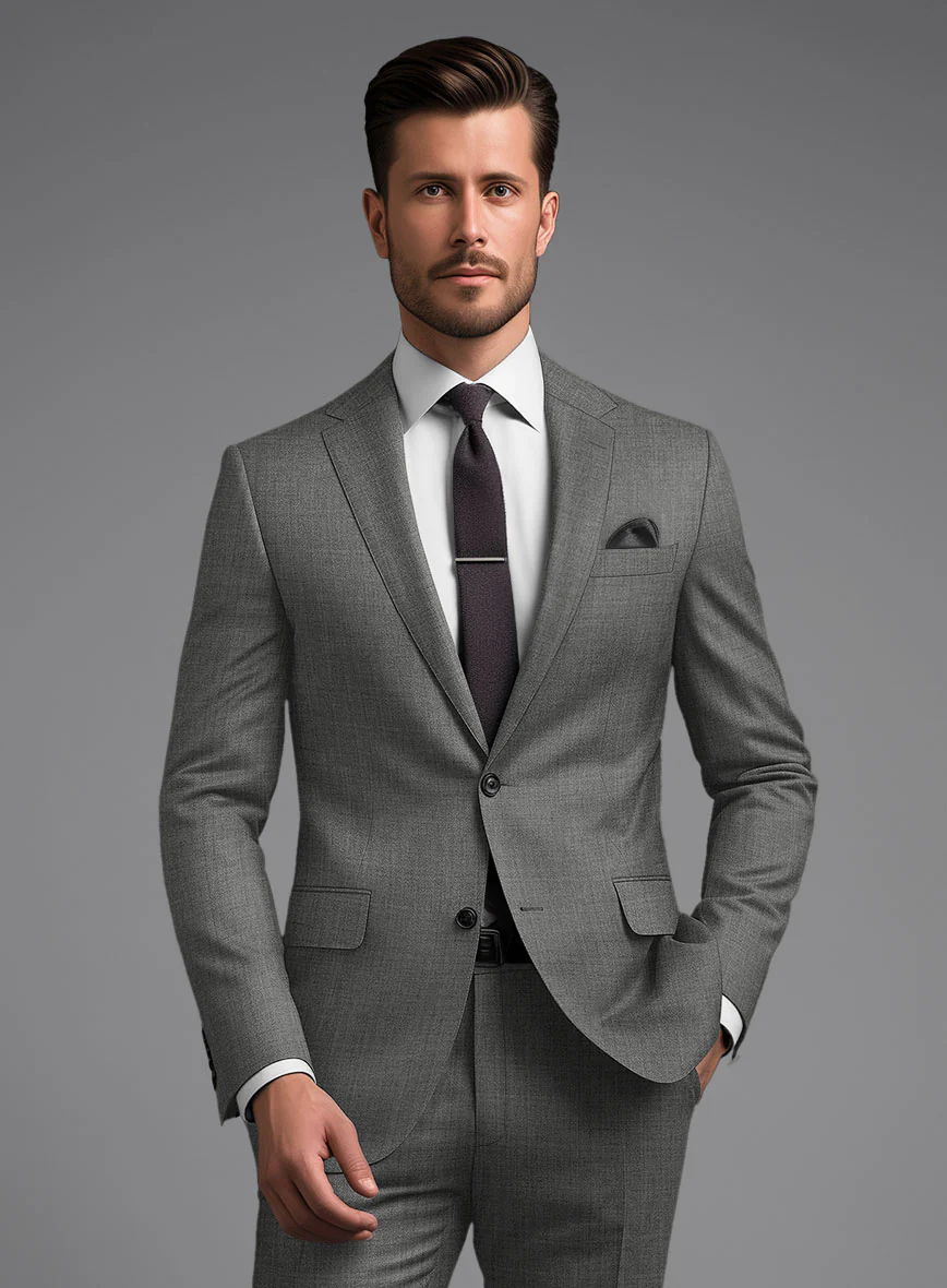 Marco Stretch Worsted Gray Wool Suit - Image 4