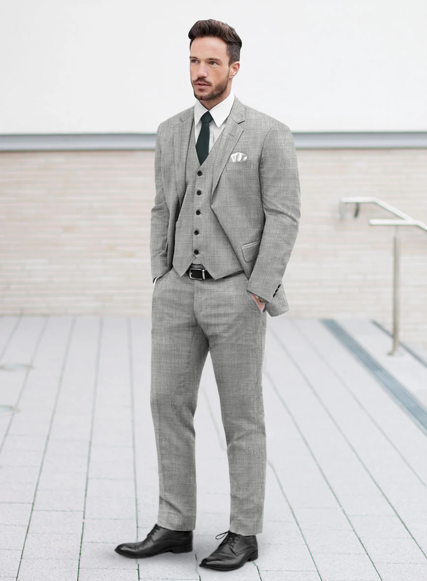 Marco Stretch Worsted Light Gray Wool Suit - Image 2