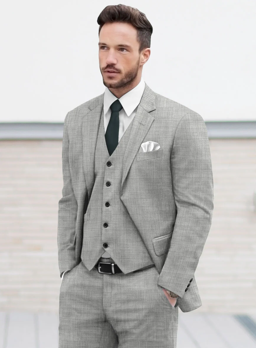 Marco Stretch Worsted Light Gray Wool Suit - Image 4