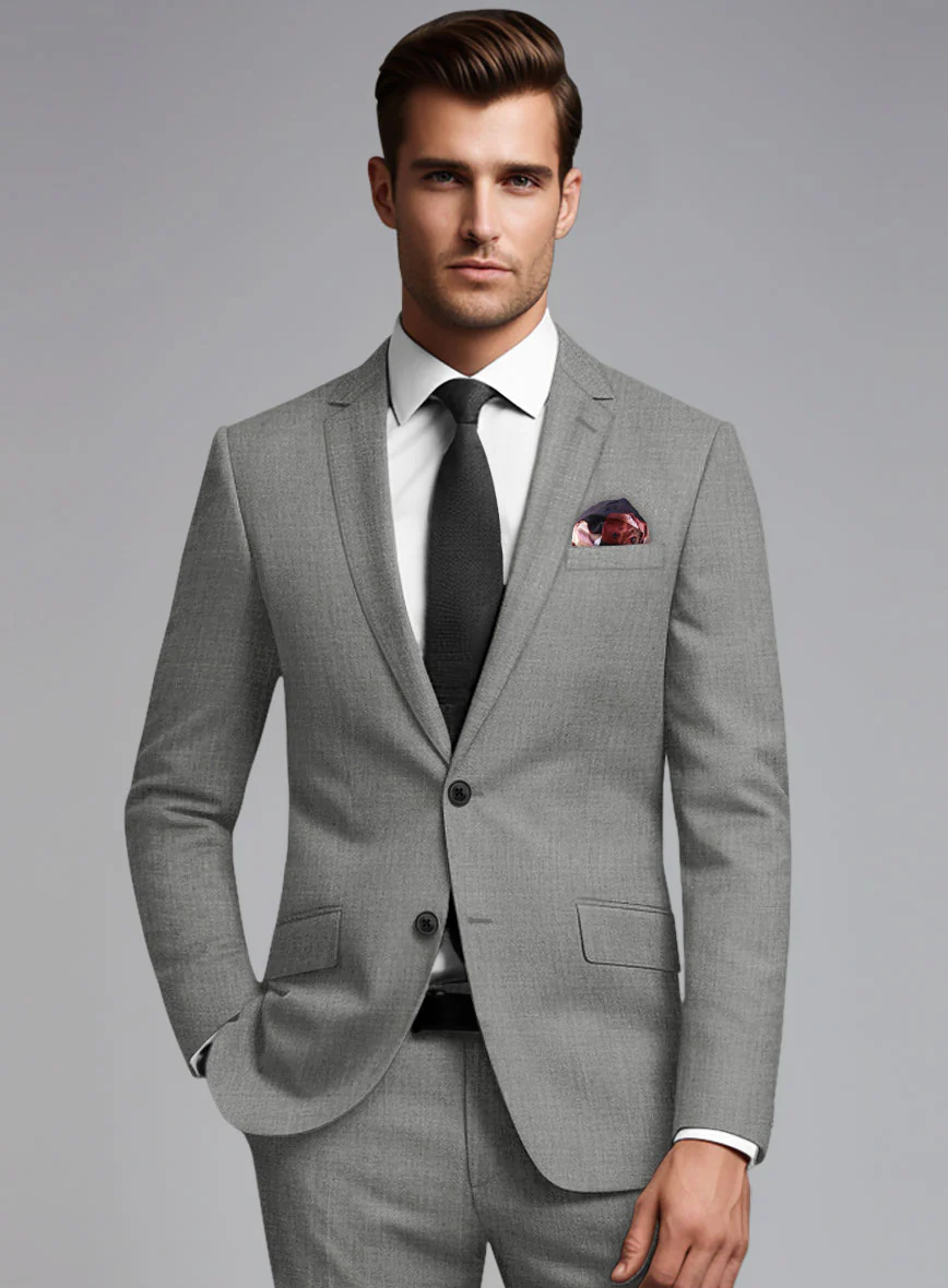 Marco Stretch Worsted Mid Gray Wool Suit - Image 4