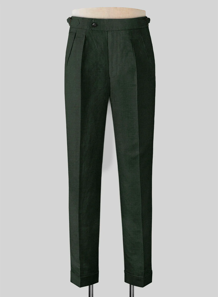 Martini Green Linen Highland Trousers