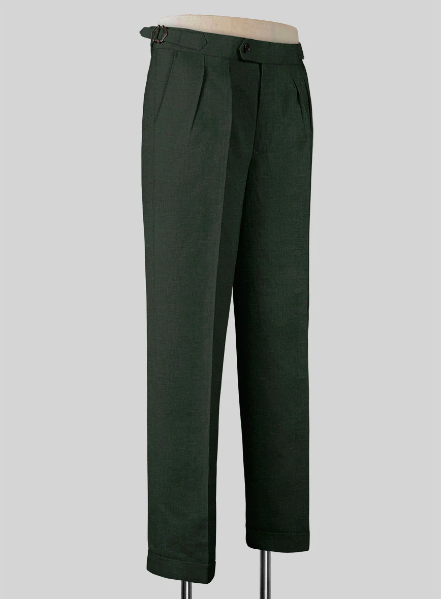 Martini Green Linen Highland Trousers - Image 2