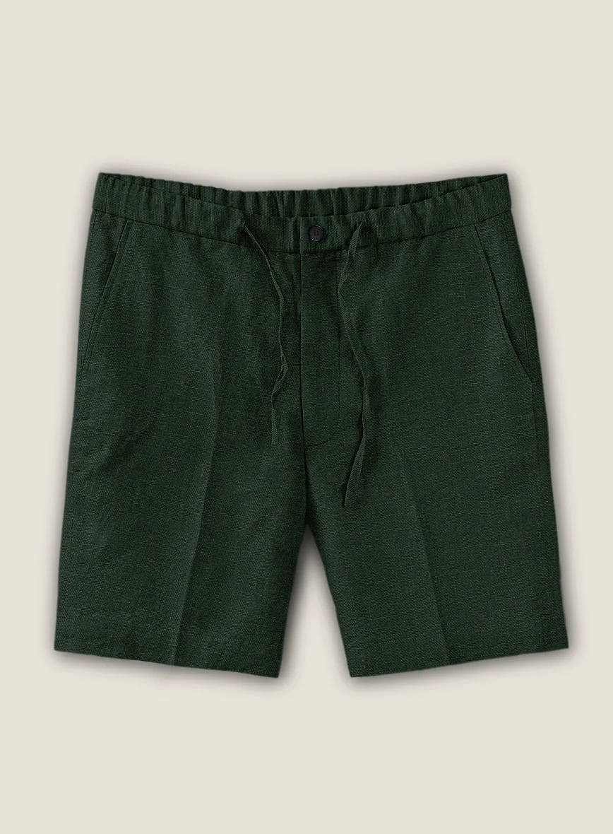 Martini Green Pure Linen Shorts