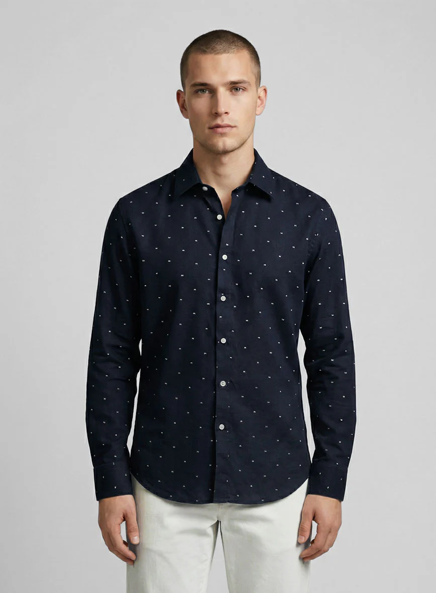 Micro Cross Flag Cotton Shirt