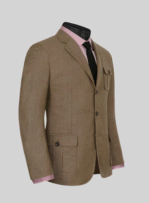 Mid Brown Flannel Wool Danish Style Sports Coat - Image 2