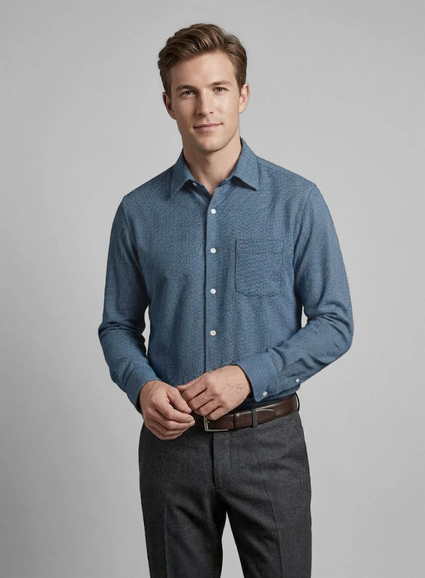 Midnight Microcheck Cotton Shirt