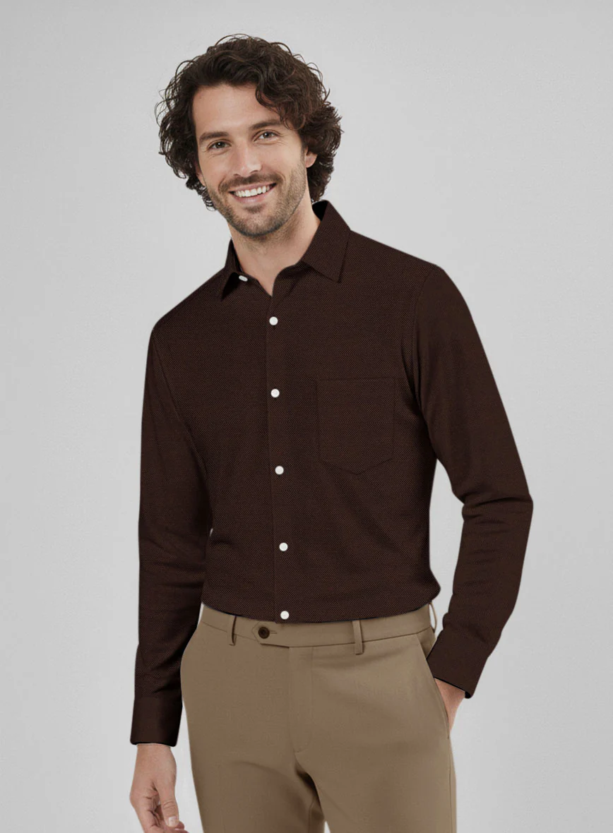 Mocha Dobby Cotton Shirt