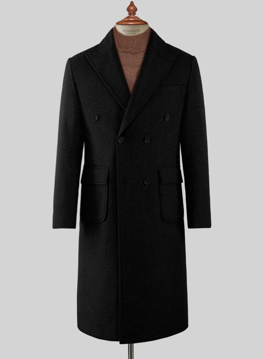 Musto Black Heavy Tweed Overcoat