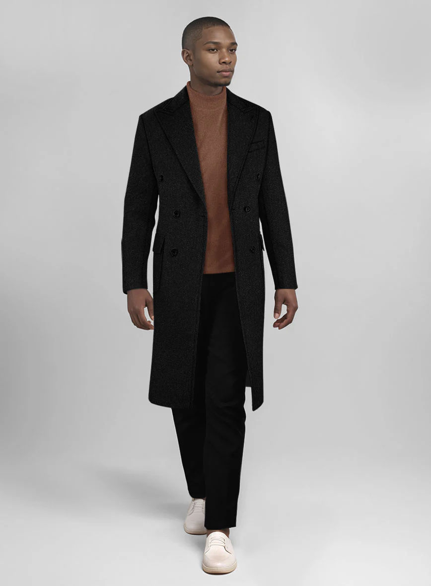 Musto Black Heavy Tweed Overcoat - Image 2