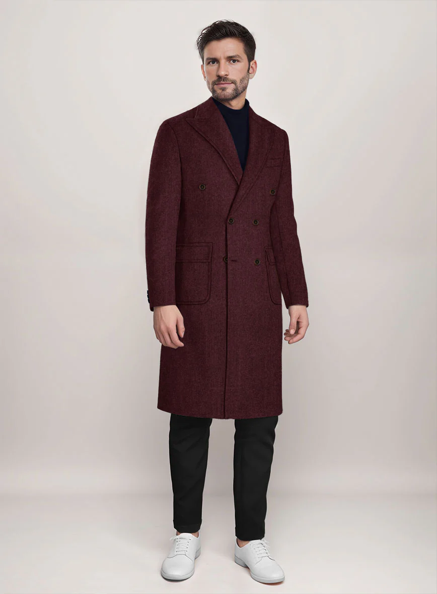 Musto Dark Wine Heavy Tweed Overcoat - Image 2