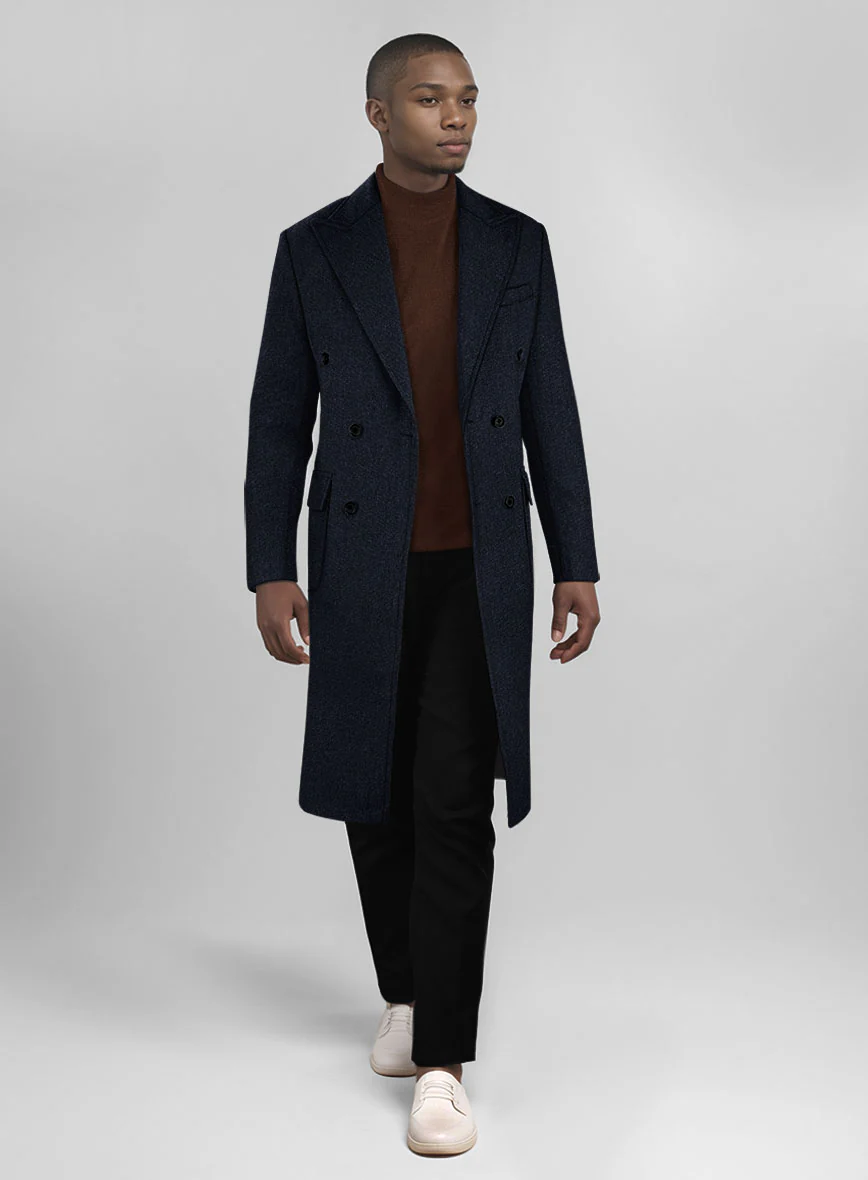 Musto Deep Blue Heavy Tweed Overcoat - Image 2