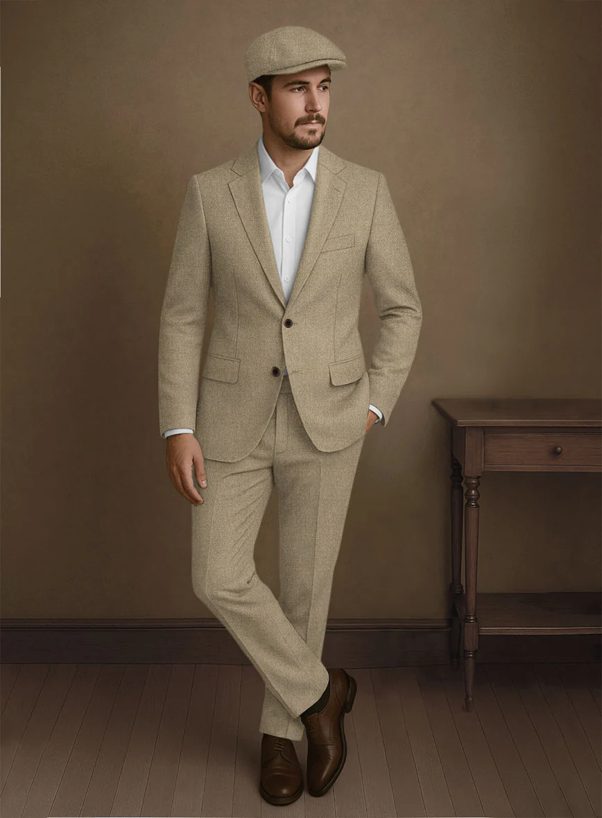 Naples Barista Beige Tweed Suit