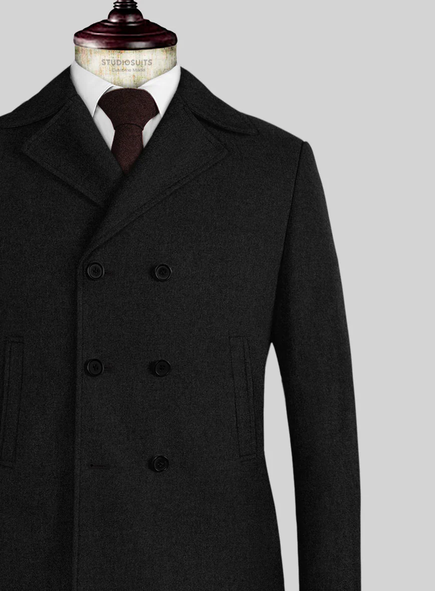 Naples Black Tweed Pea Coat - Image 2