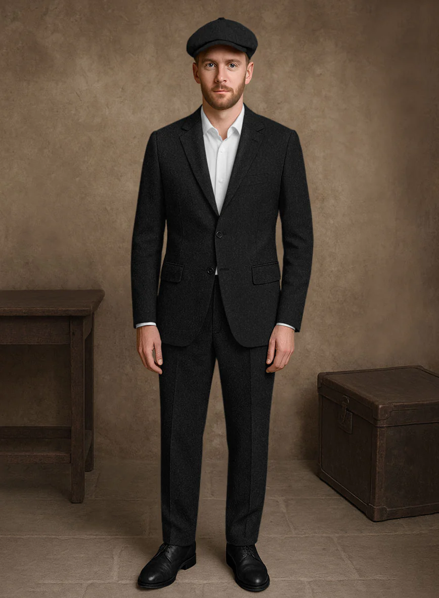 Naples Black Tweed Suit