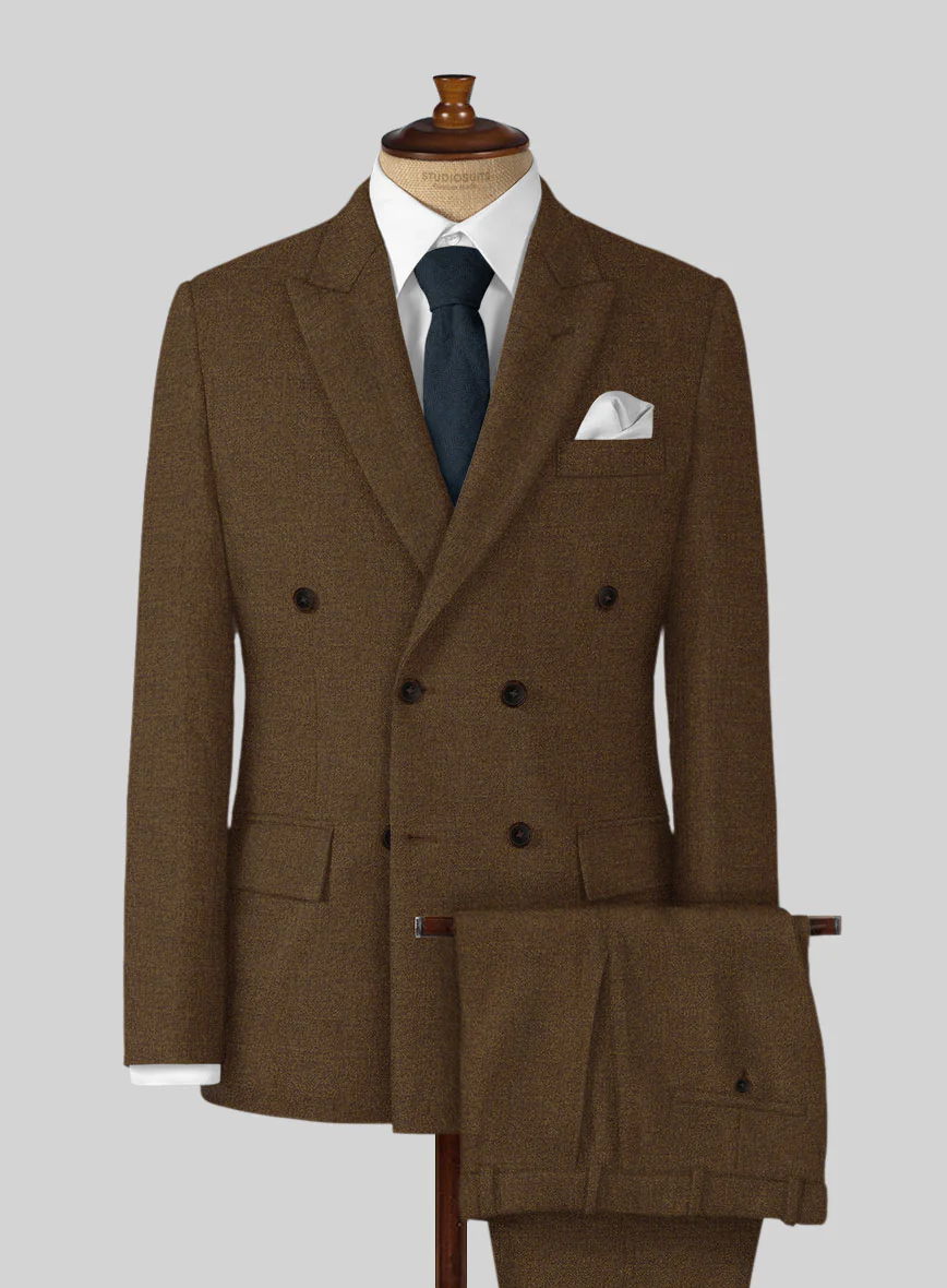 Naples Caffe Brown Tweed Double Breasted Suit