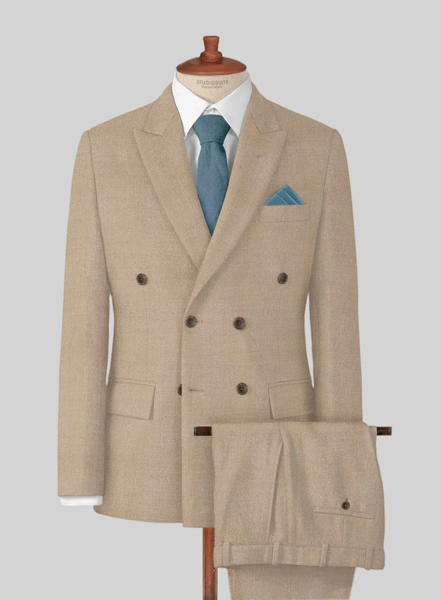 Naples Champagne Tweed Double Breasted Suit