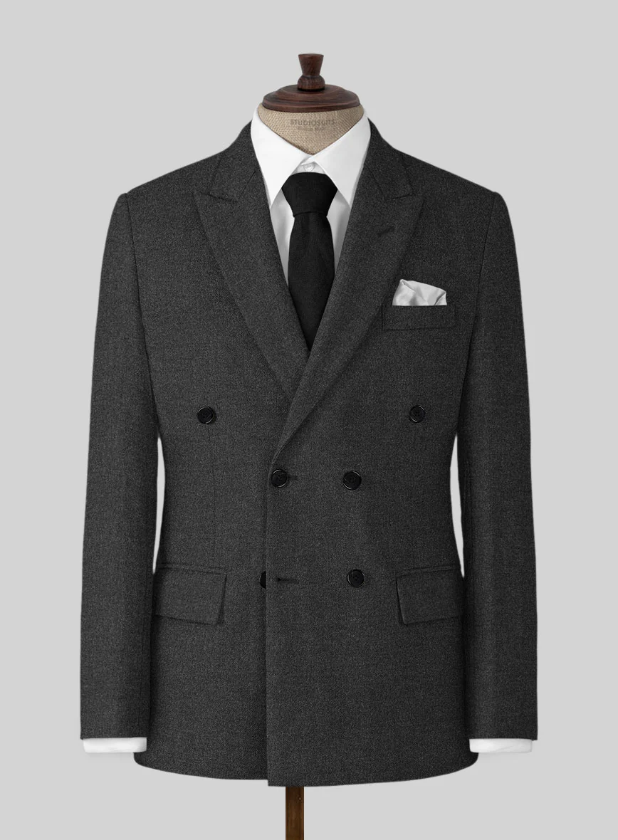 Naples Charcoal Tweed Double Breasted Jacket