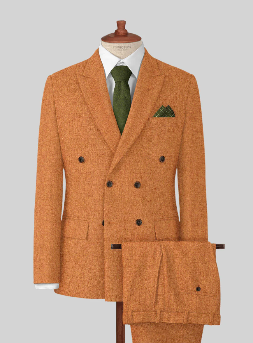 Naples Cocktail Orange Tweed Double Breasted Suit