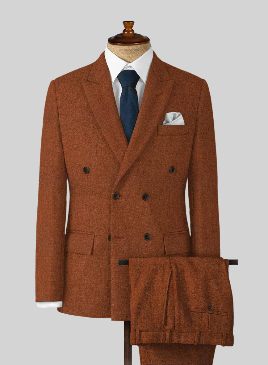 Naples Cosmic Tan Tweed Double Breasted Suit
