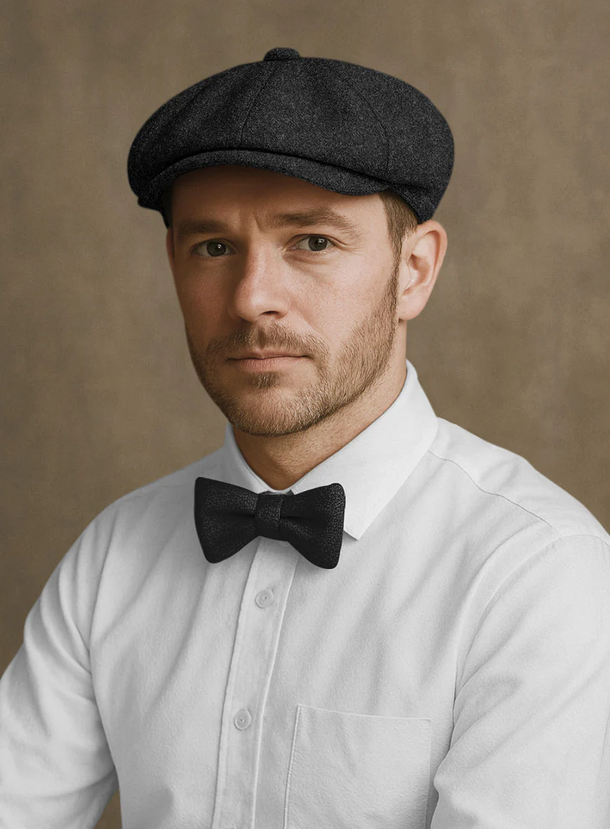 Naples Dark Charcoal Tweed Newsboy Cap - Image 2