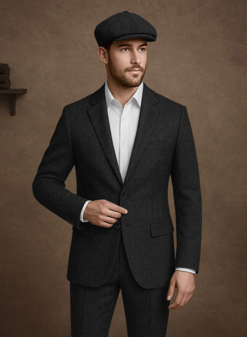 Naples Dark Charcoal Tweed Suit - Image 4