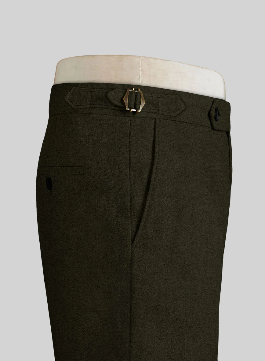 Naples Dark Green Highland Tweed Trousers - Image 3