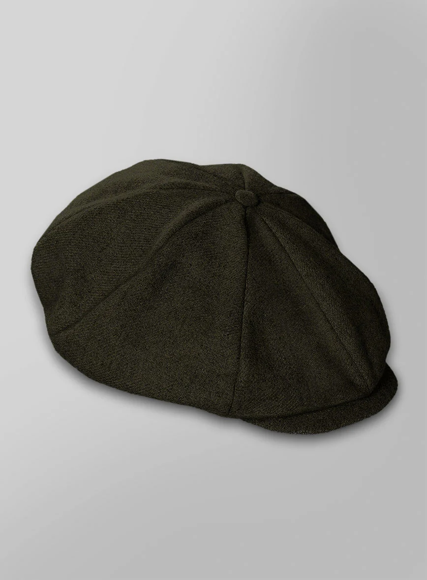 Naples Dark Green Tweed Newsboy Cap - Image 3