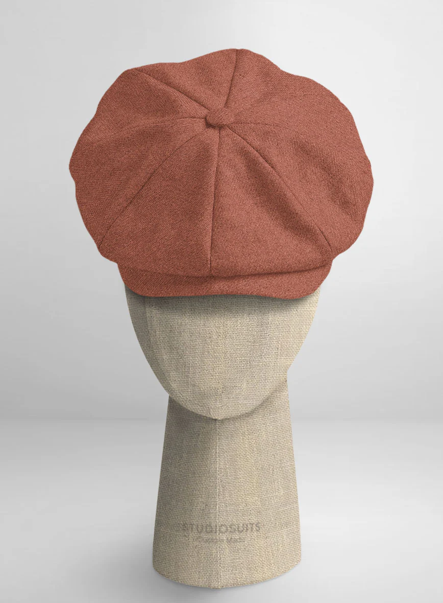 Naples Dark Salmon Pink Tweed Newsboy Cap