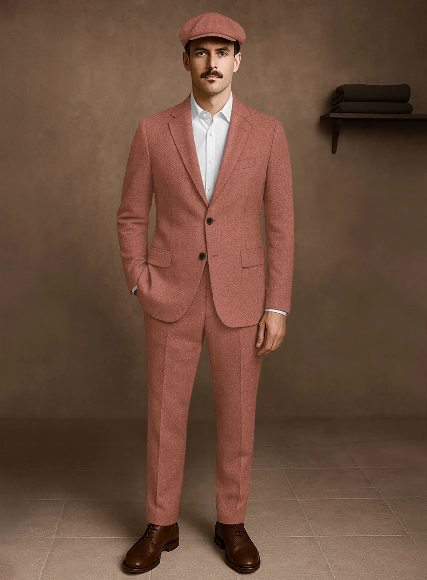 Naples Dark Salmon Pink Tweed Suit