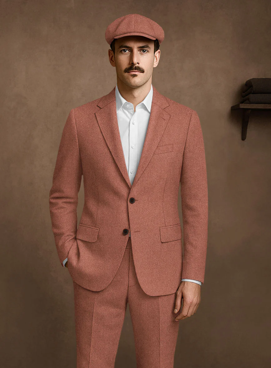 Naples Dark Salmon Pink Tweed Suit - Image 3