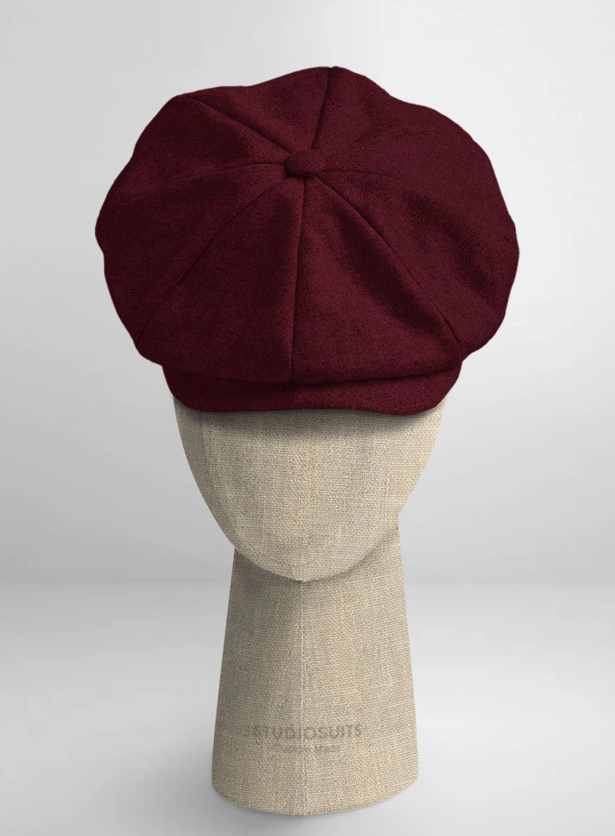 Naples Dark Scarlet Tweed Newsboy Cap