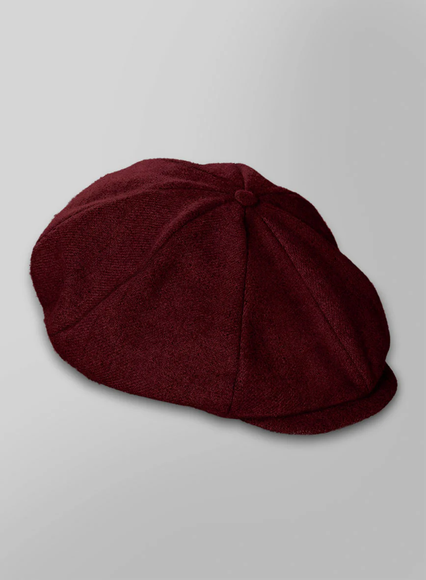 Naples Dark Scarlet Tweed Newsboy Cap - Image 3