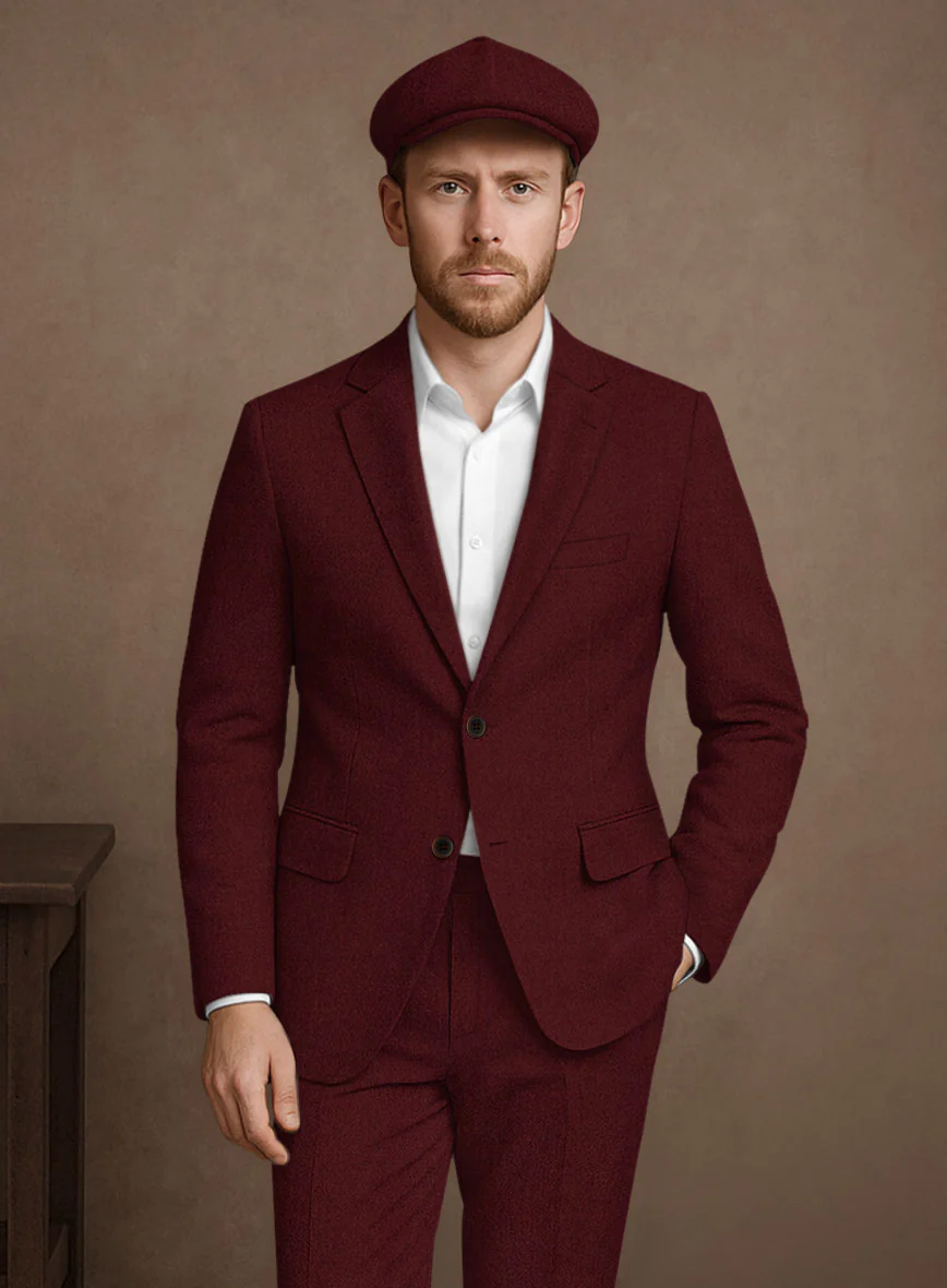 Naples Dark Scarlet Tweed Suit - Image 3